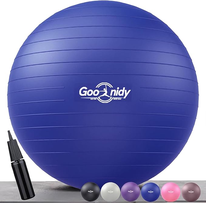Soft Exercise Ball, Anti-Burst Pilates Yoga Ball Chair Supports 2200lb, Workout Equipment w/ Pump for Women Pregnancy, Medicine, Birthing, Physical Therapy, Stability, Excersing, Birth, Swiss, Fitness