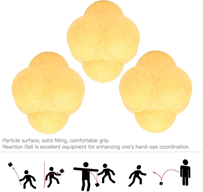 Reaction Ball, Hex Bounce PR Coordination Reflex Exercise Sports Fitness Training Ball 3pcs