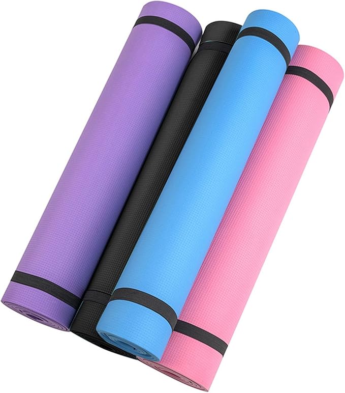 Yoga Mats, 70x23 Inches Non-Slip High Density Extra Thick Anti-Tear Pilates Mat with Carrying Strap,Comfortable Pink Fitness Mat for Home Workout,Exercise,Pilates,Gym,Stretching,Fitness