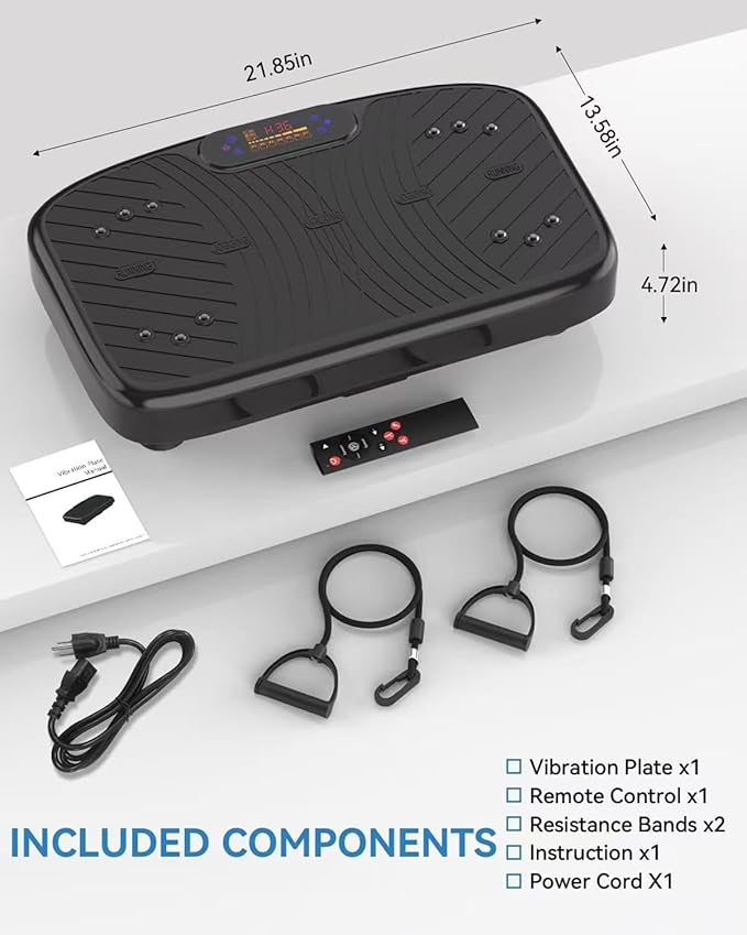 Vibration Plate Exercise Machine, Vibrating Plate Platform for Lymphatic Drainage with 200 Adjustable Speeds, Power Vibration Plate for Weight Loss & Fitness, Supports Weight 450 Lbs