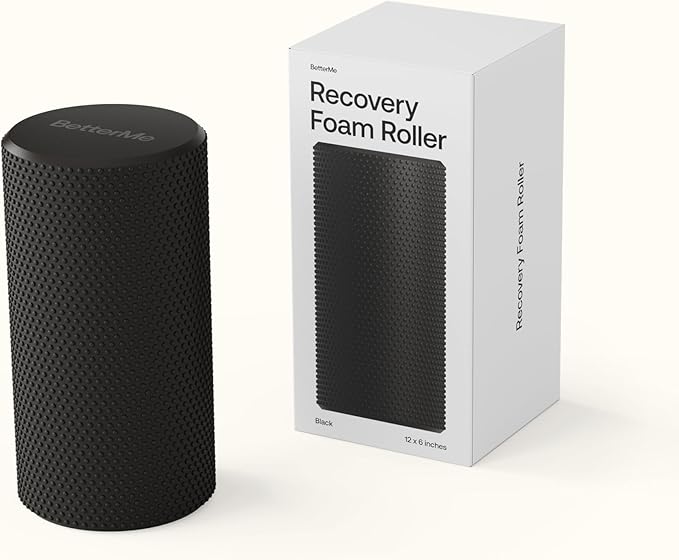 BetterMe Foam Roller for Muscle Recovery – High Density Exercise Roller for Back &Legs – Deep Tissue Massage Roller for Tension, Relief & Stretching (Black)