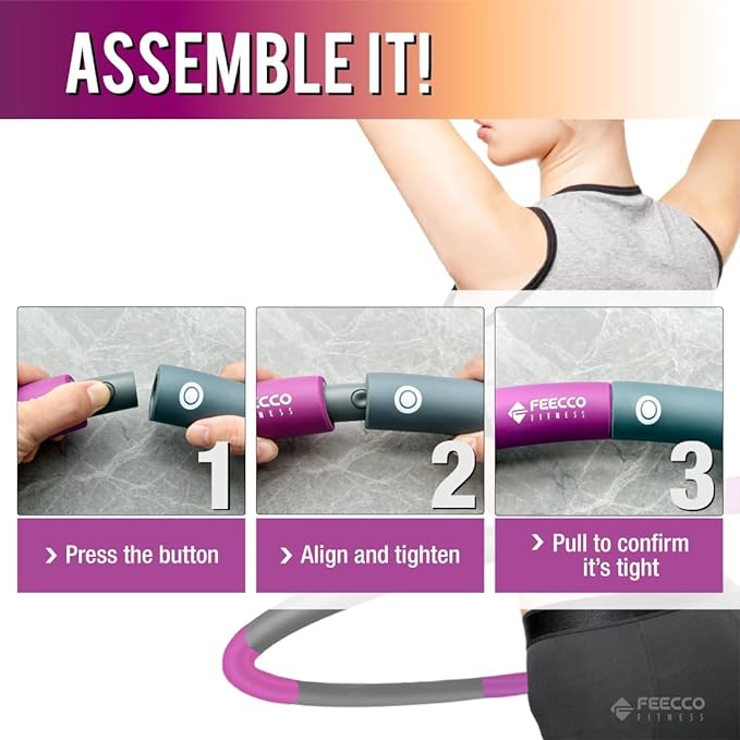 FEECCO Weighted Fitness Hoop, 8 Detachable Sections for Weight Loss