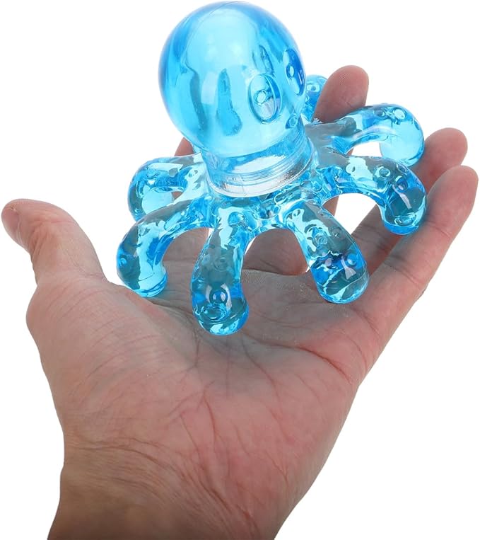 Octopus Massager 2 Pack Portable Handheld Scalp and Body Massage Tool Self Pressure Point Tool 3.93 Inch for Neck Head Relaxation, Blue