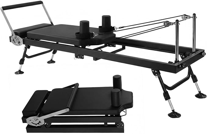 Generic 78 in Adjustable Fitness Equipment with Springs Resistance Quick-Assembly Pilate Reformer 300 LBS Capacity for Home and Studio Use