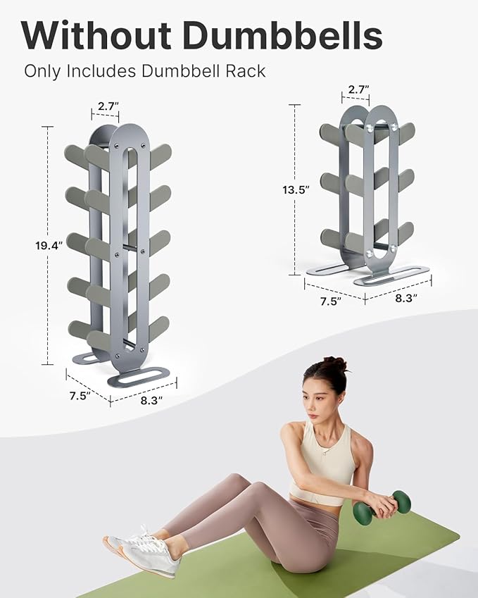 YOTTOY Compact Dumbbell Rack-Weight Rack for Home Gym, Sturdy Weight Holder for Dumbbells, Small Weight Rack for Weights & Dumbbell Rack Stand Only