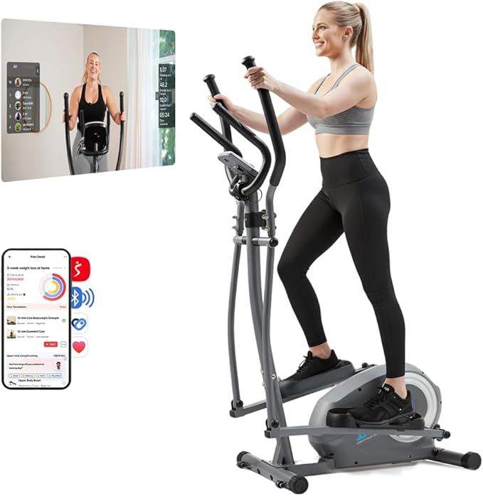 JLL Smart Upright Elliptical & Full-Body Cross Trainer – Compact, Low-Impact Cardio Machine for Home, Arm & Leg Workout, Whisper-Quiet, Heart Rate Monitor, Bluetooth with Fit App, Magnetic Resistance