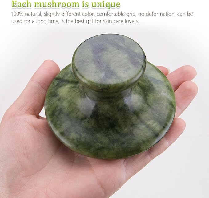 1Pcs Natural Jade Massage Stones Mushroom-Shaped Gua Sha Body Massage Tool for Relaxation Fatigue Relief Hot Stones Massage Set for Spa & Home Use