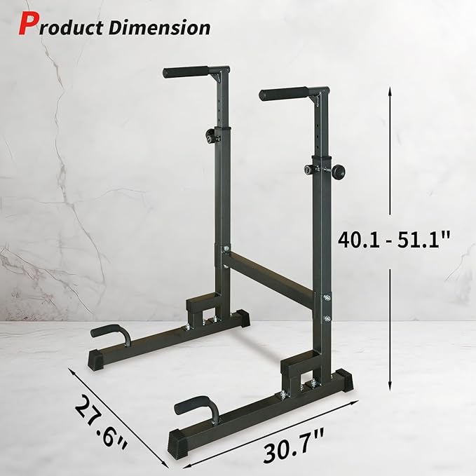 Adjustable Height Dip Bar Station, Heavy Duty Dip Station for Home Gym,Multi-function Dip Station Pull Up Bar Full Body Strength Training Workout Fitness Equipment for Tricep Dips