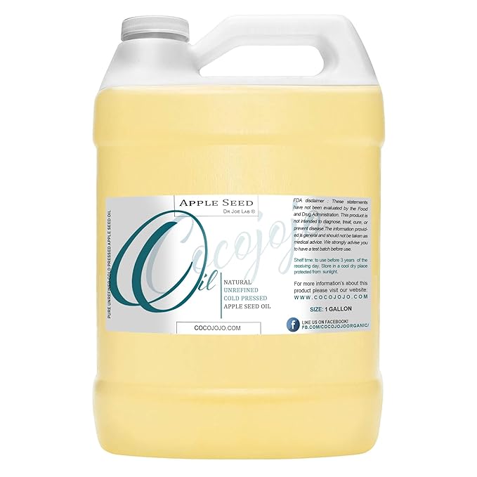 cocojojo Apple Seed Oil - Pure Natural Unrefined Bulk 128 oz - 1 Gallon Extra Virgin Cold Pressed for Face Skin Hands Hair Nails Facial Care Pyrus Malus