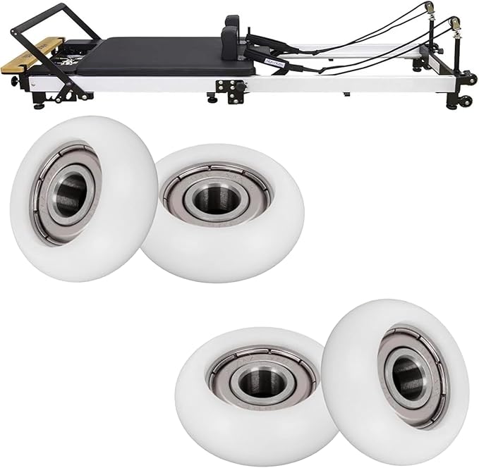 4 Replacement Roller Wheels for Aero Pilates Reformer – Easy to Fit, Smooth & Quiet Glide, Black