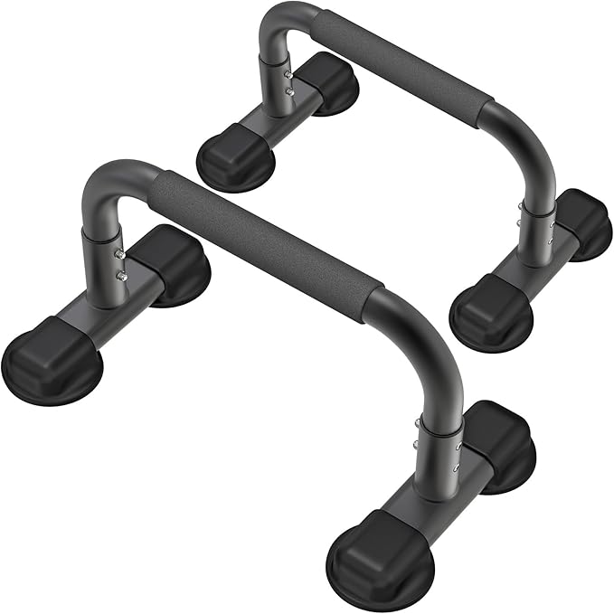 Dolibest Push Up Bar, 12'' High Parallettes Bars with Wooden Handles, Stable and Comfortable Calisthenics Equipment, Suitable for Handstand, L-Sit, Dip Bar, Strength Training for Indoor Outdoor Use