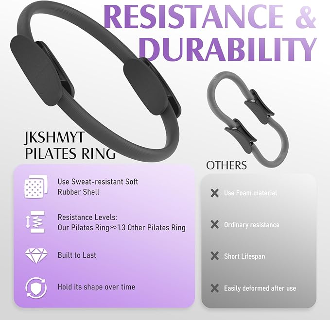 JKSHMYT Pilates Ring Fitness Circle for Women, Pilates Equipment – 14.5" Home Magic Exercise Workout, Better me Pilates Essentials Starter Set for Beginners Toning Shape Full Body
