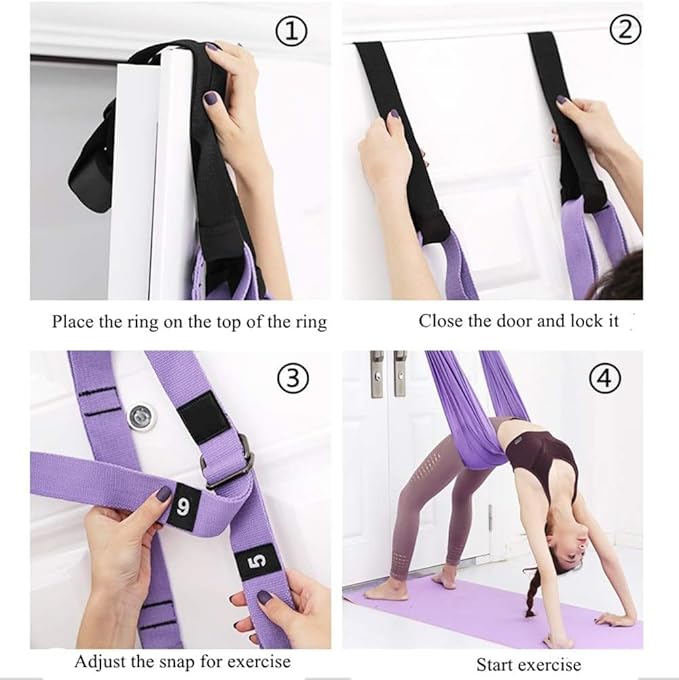 Leg Stretcher Strap - Yoga Stretching Strap,Yoga Door Swing,Backbend Training Rope with Door Anchor, Flexibility Trainer Stretching Equipment Assist Stretch Strap for Fitness Gymnastics Dance Aerial Ballet (purple)