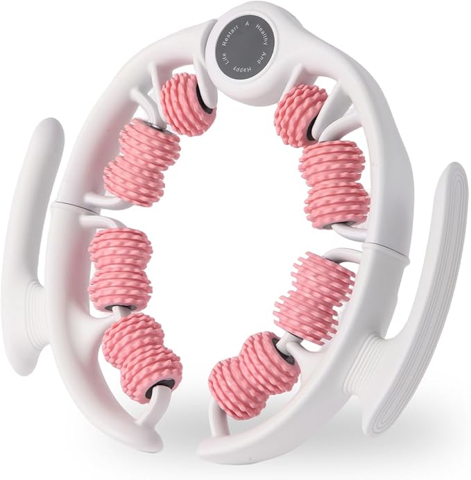 Cellulite Massage Tool Cellulite Roller for Legs/Thighs/Body, Lymphatic Drainage Massager Anti Cellulite Smooth & Firm Cellulite Remover Help Relax Muscles and Stimulate Circulation, Pink-White