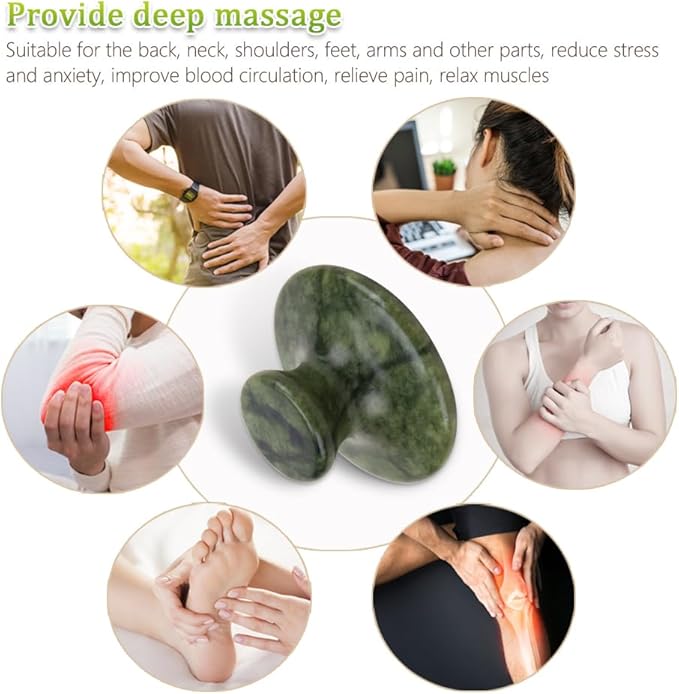 1Pcs Natural Jade Massage Stones Mushroom-Shaped Gua Sha Body Massage Tool for Relaxation Fatigue Relief Hot Stones Massage Set for Spa & Home Use