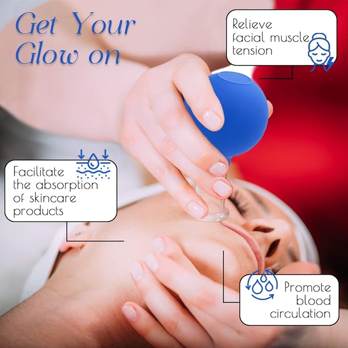 4 PCS Glass Facial Cupping Set | Silicone Vacuum Suction | Cupping Massage Therapy | A Kit for Anti Cellulite, Anti Wrinkle and Instantly Ageless Skin | for Eyes, Face and Body