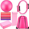 10 Pcs Home Pilates Ring Set for Women Yoga Equipment Accessories Pilates Ring Circle and Ball Workouts Gift Include Ball Yoga Circle Resistance Bands Block Straps Gym Bag