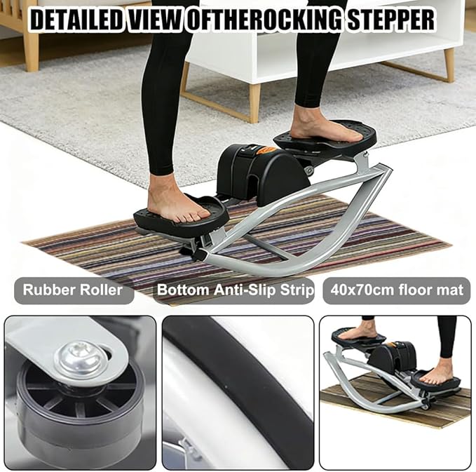 Rock Stepper Side to Side for Legs Glutes,Mini Rocking Stepper Exercise Machine,Compact Stair Steppers with LCD Monitor&Anti-Slip Mat,Low-Impact Home Workout,220 LBS Weight Capacity