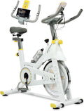 Indoor Cycling Bike Stationary Exercise Bike with LCD Monitor, iPad Holder & Comfort Seat, Adjustable Resistance, Silent Belt Drive for Home Gym Cardio Workout
