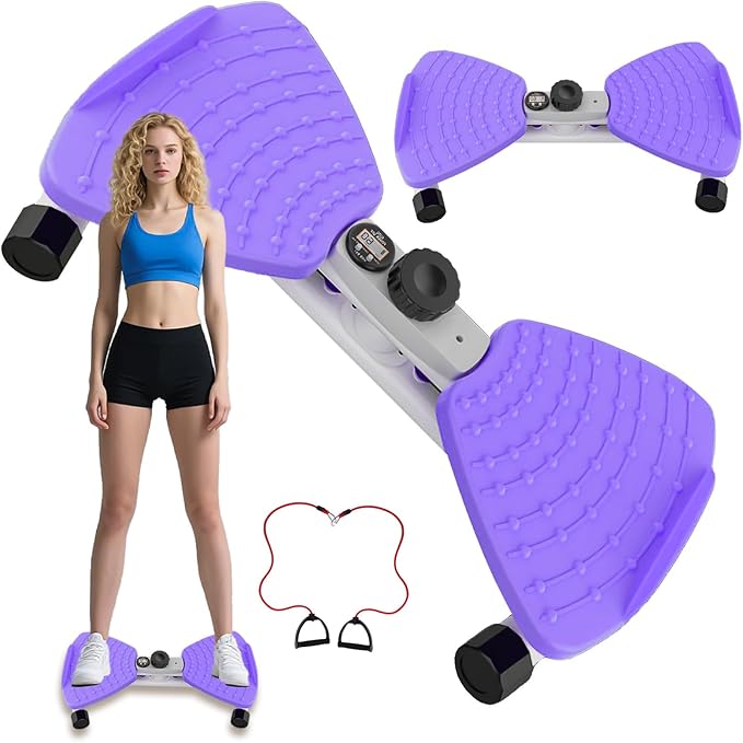Twisting Waist Machine, Twist Board for Exercise, 300 lbs Weight Capacity, Noiseless Ab Twister for Home Gym Equipment for Women/Men, Track Time, Reps, Calories with Digital Display (Purple)