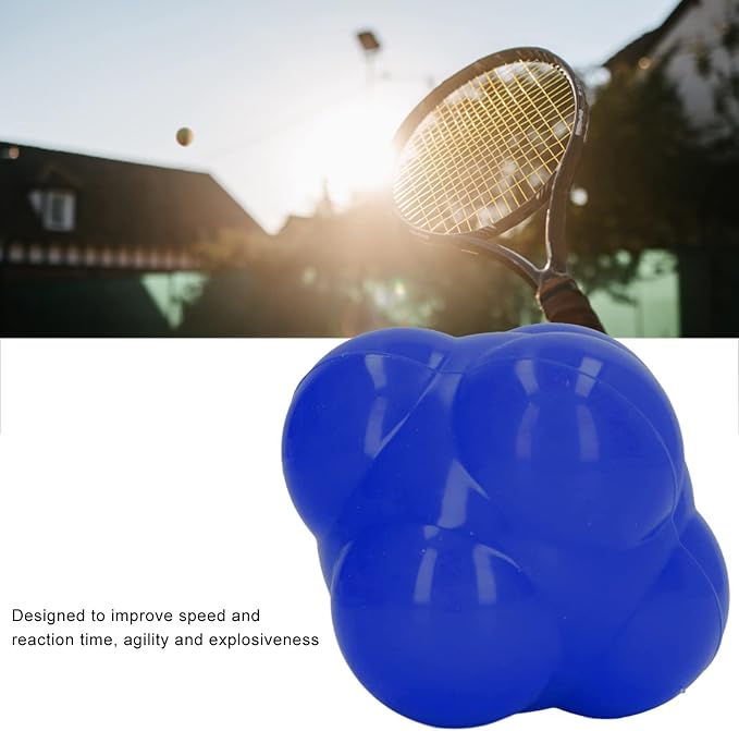 Hex Reaction Trainer Ball, Rubber Reaction Ball for Improving Hand Eye Coordination, Bright Color Reaction Catch Ball with Random Bounce, Portable Agility Training Tool for