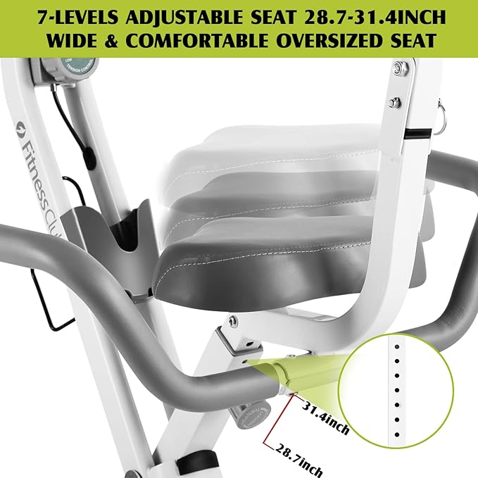 Fitnessclub Exercise Bike, 8-Level Adjustable Magnetic Resistance Stationary Bikes for Home, Indoor Cycling Bike with Heart Rate, LCD Monitor,Cup Holder, Elastic Rope for Home Bicycle Workout