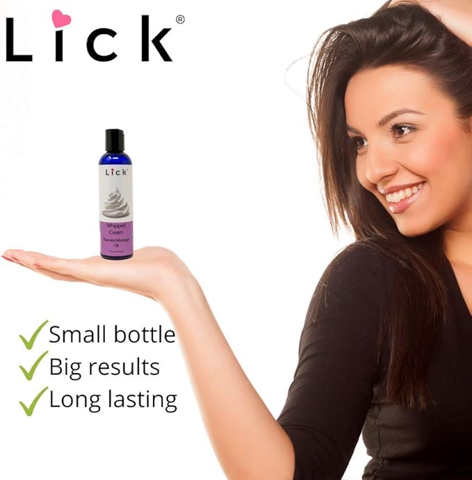 Lick Whipped Cream Flavored Massage Oil – Light Dessert-Inspired Edible Massage Oil, Body-Safe Formula with Vitamin E, Silky Glide for Couples Massage Moments, 4 oz