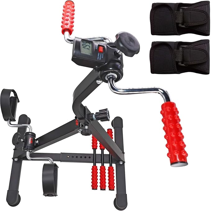 Pedal Exerciser Bike Hand Arm Leg and Knee Peddler Adjustable Fitness Equipment for Seniors, Elderly Home Dual Pedal Exercise Bike for Total Body - Great Gift for Elderly Rehab