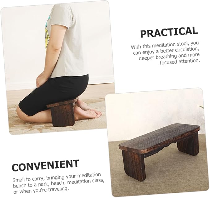 Hemoton Stool Seat Cushion Zen Meditation Bench Kneel Sit Stool for Home Yoga and Meditation