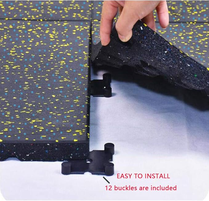 MYOYAY 4 Pack Interlocking Tile 20" x 20”x 1”Heavy Duty Rubber Flooring Mat Anti-Vibration Anti-Slip Exercise Mats for Gym Equipment and Cushion for Workouts, Cover 11.12 Sq.Ft…