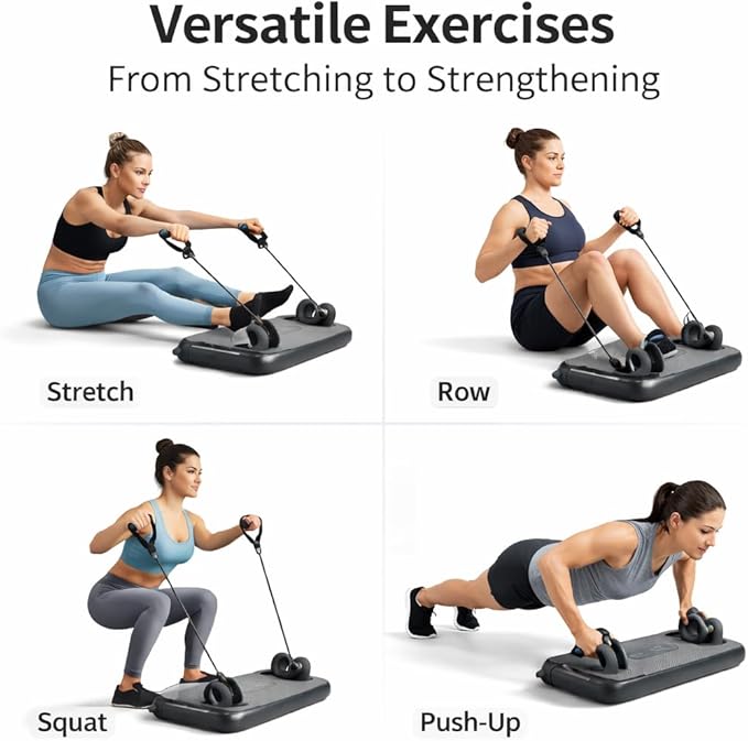 Pilates Exercise Board for Women – Adjustable Resistance Home Workout Board with Resistance Bands, Full Body Toning, Core Strength & Flexibility Training for Indoor Fitness