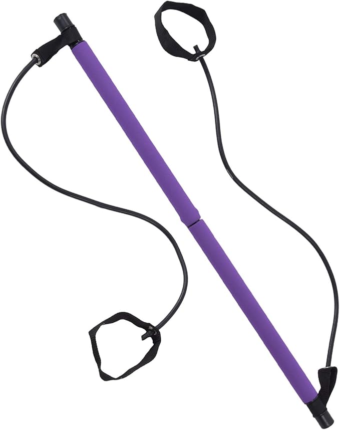 Alomejor Pilates Bar Yoga Pulling Fitness Equipment, Multifunctional Portable Steel Stick for The Home Gymnasium Office, Elastic Band for Yoga Pilates Exercise