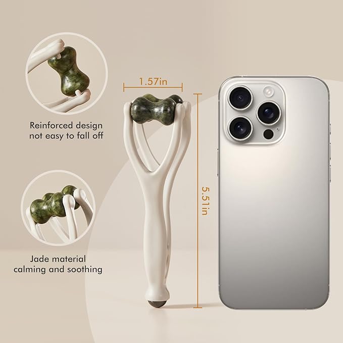 CHOSIN 2-in-1 Jade Roller Finger Massager for Fatigue, Pain Relief, Arthritis for Seniors Men Women - Dual-Sided Therapy Tool Jade for Hands, Palm & Wrist