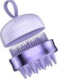 2 in 1 Scalp Massager Hair Growth,Scalp Scrubber with Soft Silicone Bristles for Dandruff Removal,Shampoo Brush for Exfoliation,Head Massager for Both Wet and Dry Use (Purple) ﻿