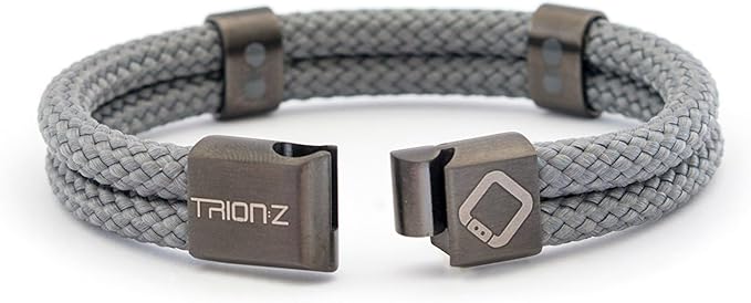 TRION:Z Zen Loop Duo Magnetic Field Therapy Wristband for Women & Men Featuring Patented ANSPO Technology (Charcoal, X-Large)