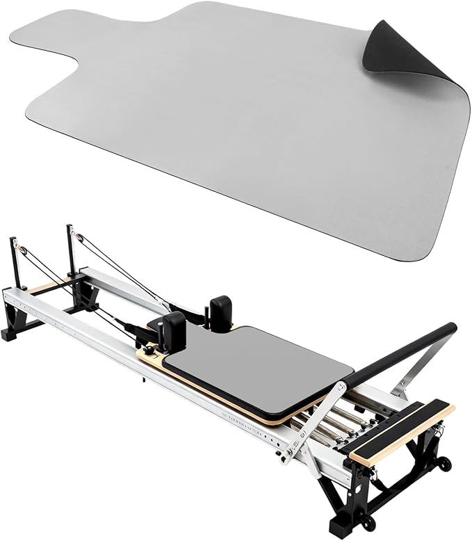 Non Slip Pilates Reformer Mat, Soft Fleece Surface Pilates Towel Mat, Pilates Mat with Multiple Equipment, Lightweight and Foldable, Sweat Wicking and Quick Drying, For Yoga and Fitness (Gray)