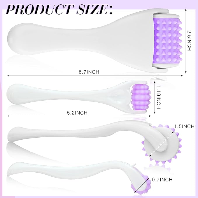 Tondiamo 2 Pcs Muscle Roller Gifts Stick Fascia Body Cellulite Face Muscle Massage Roller Manual Massage Tools for Relief Neck Arm Back Leg Body Deep Release(Purple,Silicone)