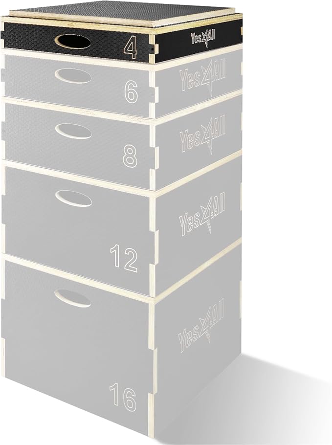 Yes4All 3 in 1 Wooden Plyo Box, Plyometric Box Platform for Jump Training, Jump Boxes for Home Gym Exercise and Outdoor Workout