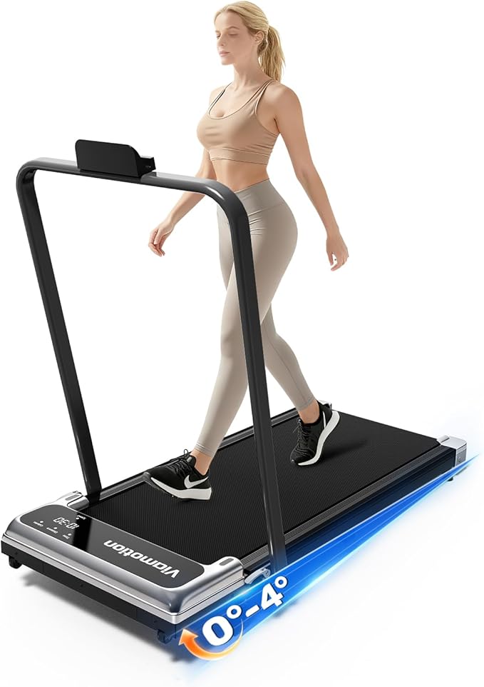 Walking Pad Treadmill with Handle Bar and Adjustable Incline, Compact Portable Treadmills for Home Office, 2.5HP Quiet Anti-Slip Under Desk Treadmills, 0.6-3.8 MPH Remote Speed Control, 265 LBS