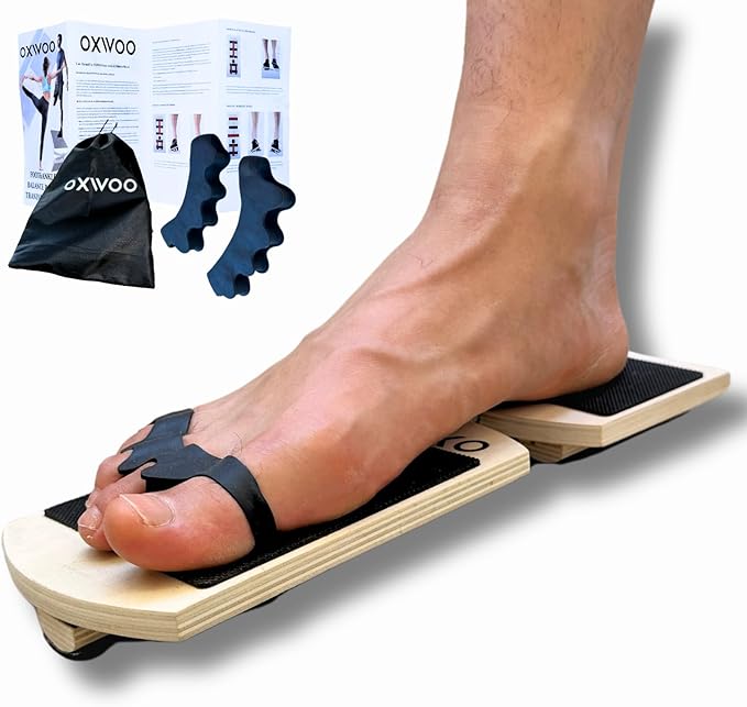 Foot-Ankle-Balance Training Board, Black Wood Balance Board for Adults