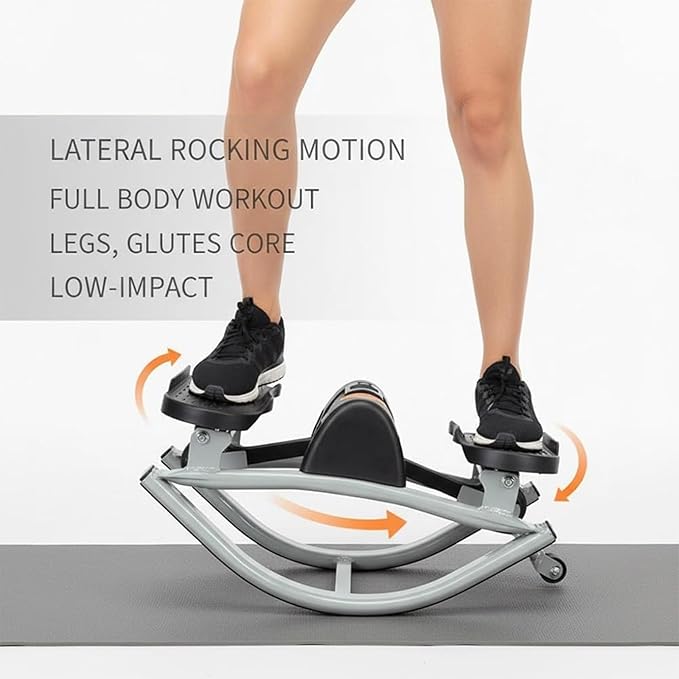 Rocking Stepper Side to Side, Lateral Rocking Fitness Stepper Home Workout Machine with Resistance Band, Home Workout Machine with Digital Display & Track Time, for Legs, Glutes, Abs