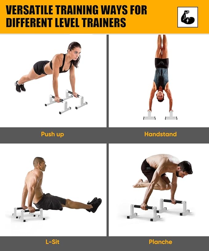 Push Up Bars | Heavey Duty Parallettes Dip Bar with Non-slip Grips for Calisthenics Planche L Sit Handstand Fitness Floor Workout, Pushup Station Handles Stand for Gym Strength Training