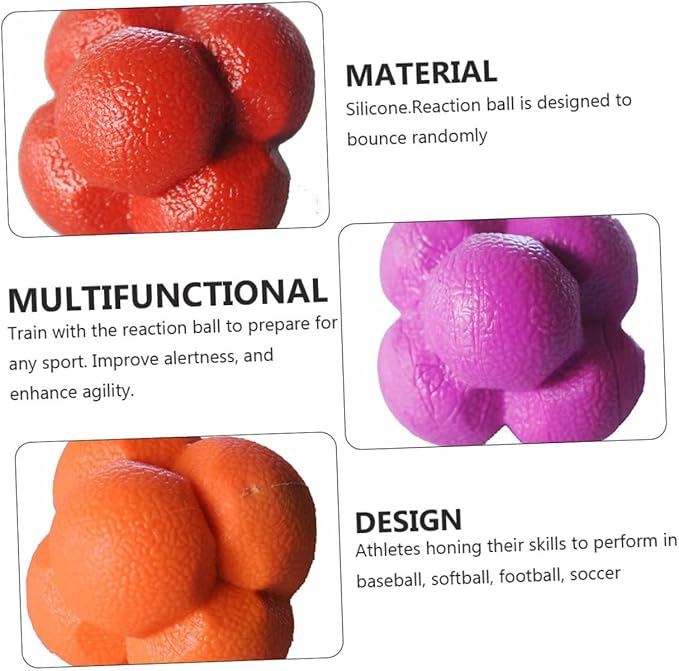 BESTOYARD 9 Pcs Hexagon Ball Interactive Toy Interactiv Training Agility Balls Reaction Softball Reaction Time Agility Reaction Reflex Training Fitness High Elasticity Football