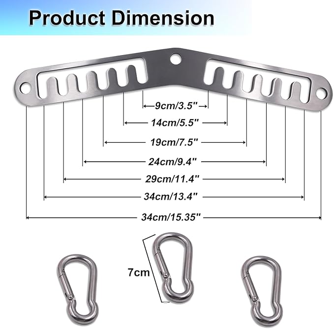 J Bryant Stainless Steel Double to Single Pulley Adaptor Plate for Cable Machine – Fitness Dual Pulley Connector with 3 Carabiners for LAT Pulldown, Triceps Pushdown, and T Bar Row Accessories