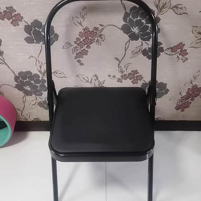 Pilates Yoga Chair,Backless Yoga Chair Prop,Yoga Chair Iyengar,Yoga Inversion Chair,Metal Folding Chair,Black