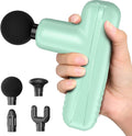 Mini Massage Gun, Powerful Handheld Muscle Massager for Muscle Relaxation, Deep Tissue Percussion Small Massage Gun Travel Massager with 4 Massage Heads Silent Brushless Motor, Green