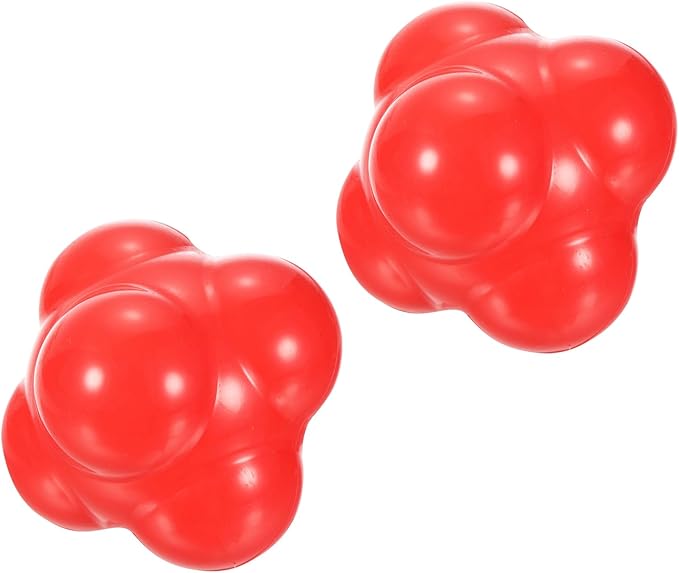 2 Pack Bounce Reaction Balls - Coordination Training Ball, Wear-Resistant Silicone, Apply to Tennis/Softball/Badminton Training (57 x 57mm, Red)