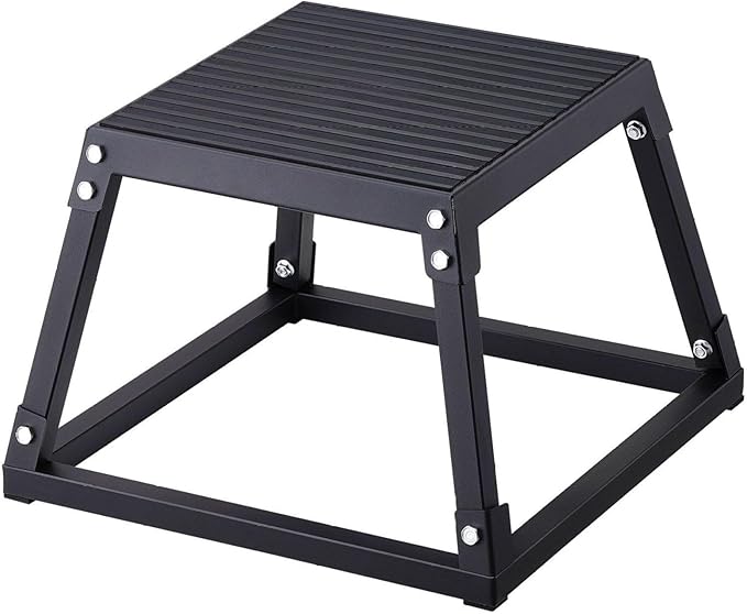 Plyometric Jump Box 12 Inch, Steel Plyo Box for Fitness, Agility Box for Home Gym - Step Up Platform for Strength Training, Conditioning - Black