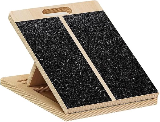 Saker 6-Angle Slant Board & Balance Board, Slant Boards for Exercise, Adjustable 40° Incline & Balance Board - 6-Angle Non-Slip Wooden Trainer for Squats, Calf Stretch, Stability Workouts
