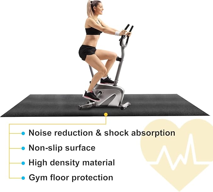ZENY Large Exercise Equipment Mat 96"x38" - Heavy Duty Floor Protection for Treadmill, Bike & Elliptical, 6mm Thick Non-Slip Shock Absorbing Gym Mat (Black, 96''x38'', 4)